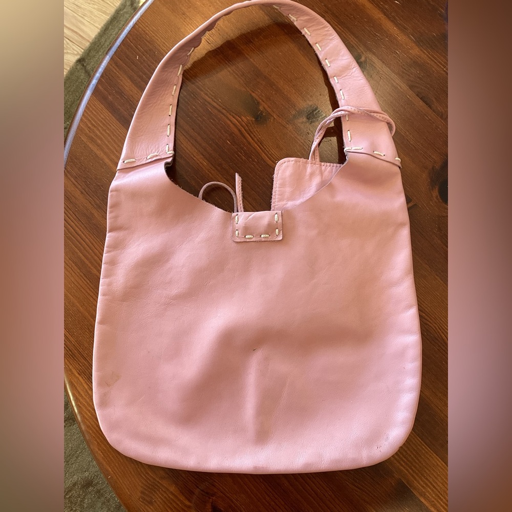 Y2K Pink Leather Bag with matching (attached) wallet, Joanel - Picture 2 of 13